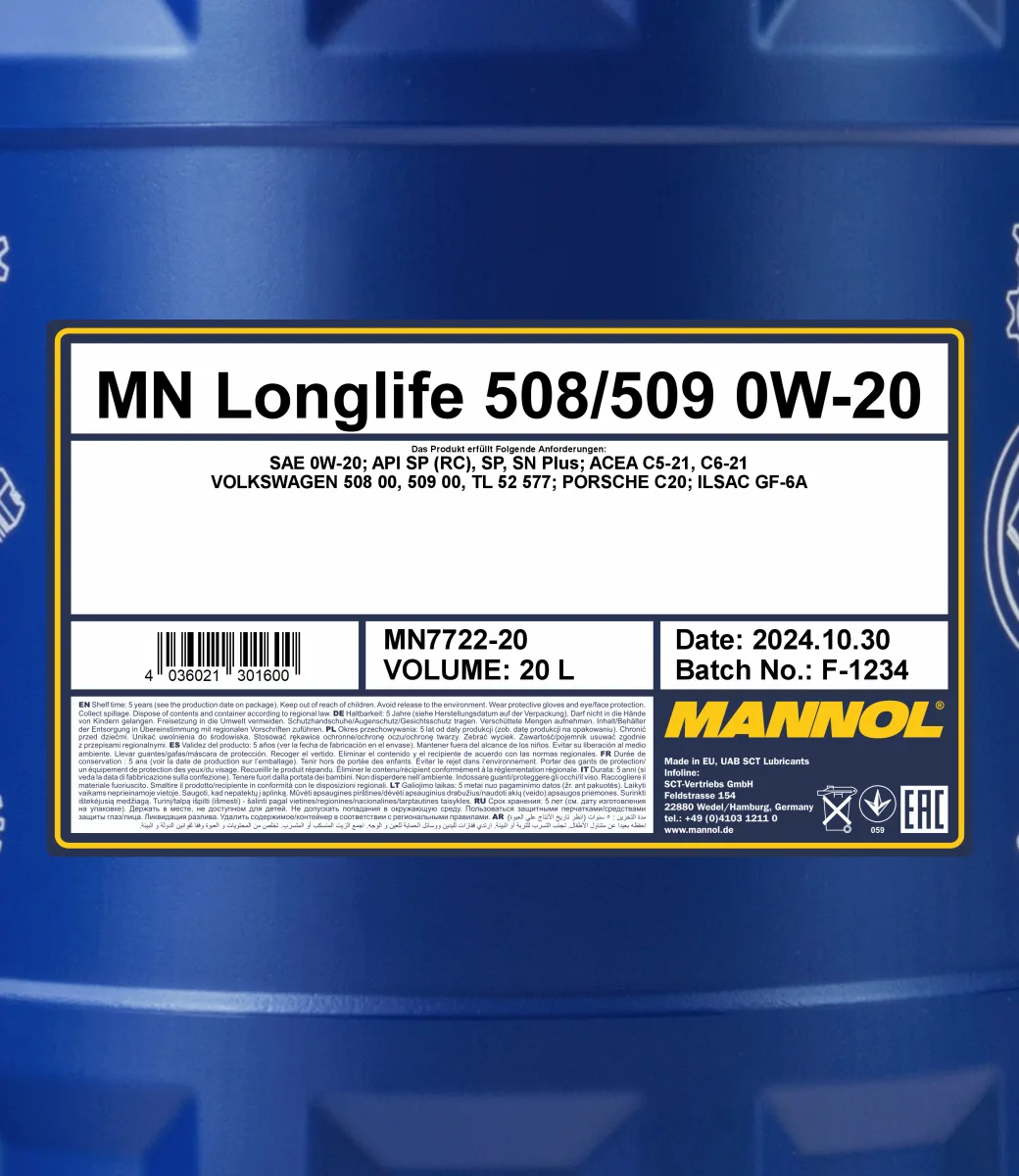 MANNOL Longlife 508/509 0W-20 7722 20 L product image 2