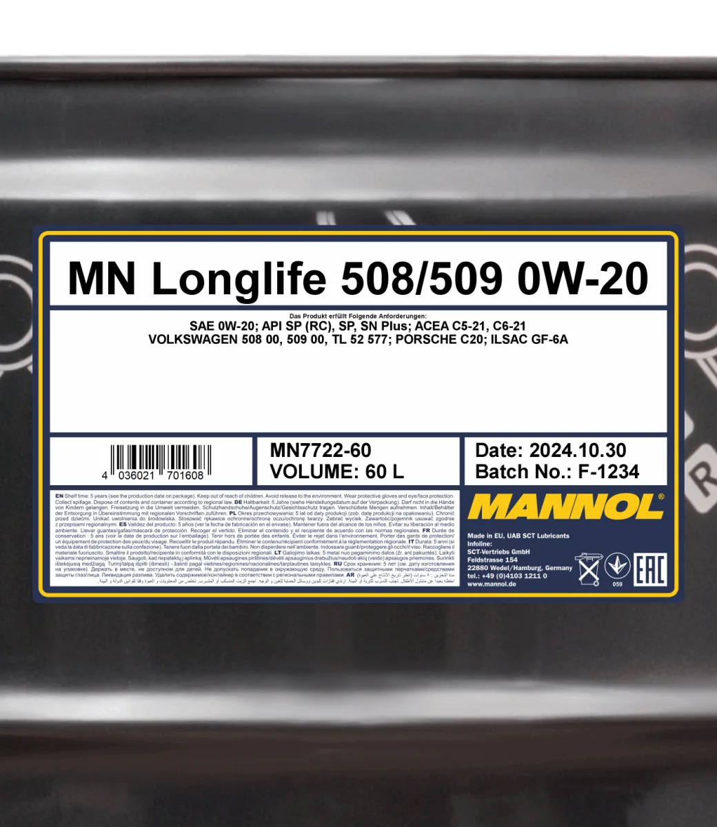 MANNOL Longlife 508/509 0W-20 7722 60 L product image 2