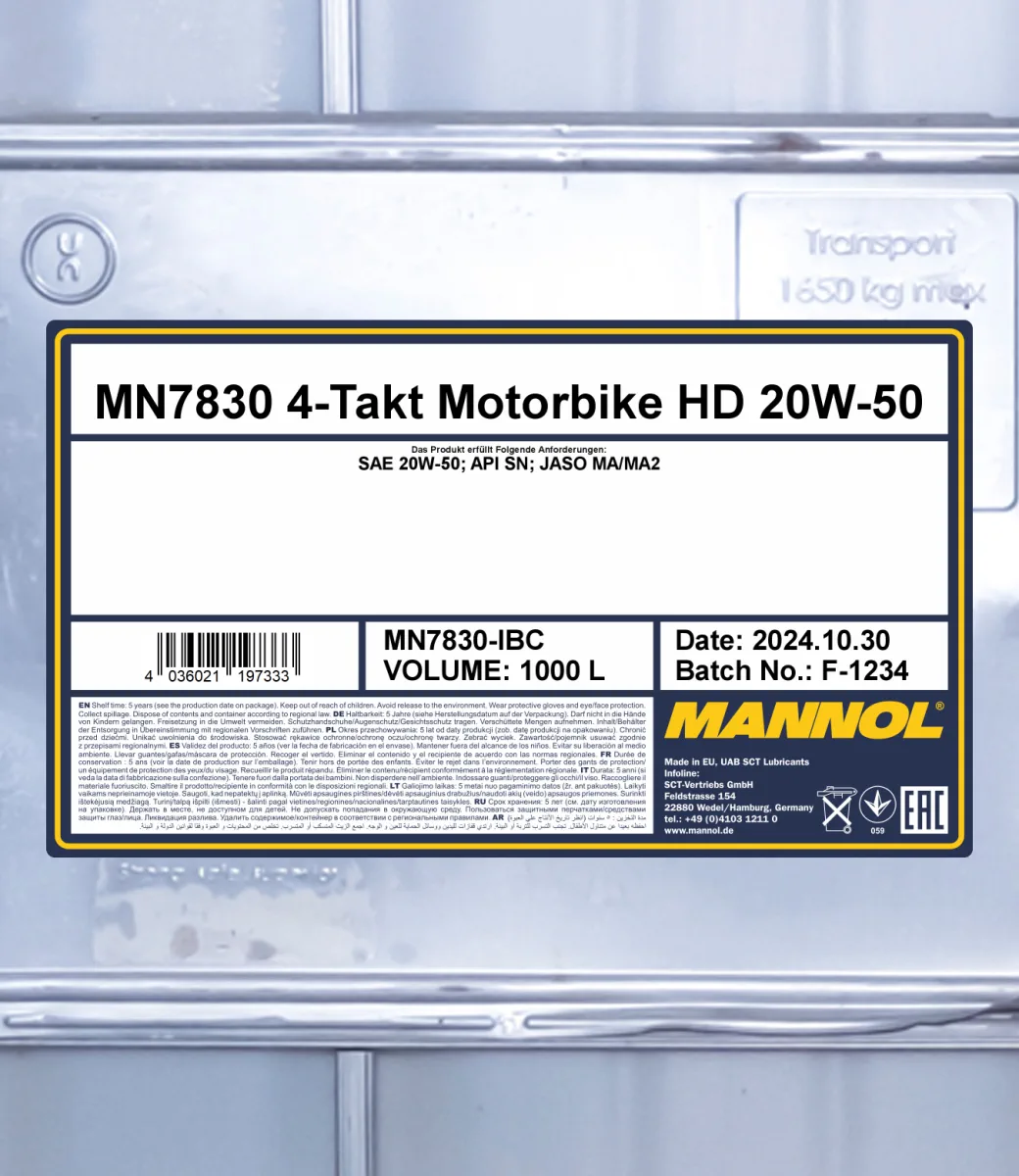 MANNOL 4-Takt Motorbike HD 20W-50 7830 1000L product image 2