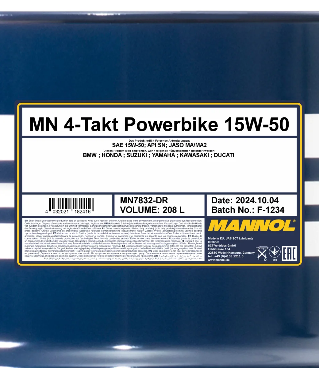 MANNOL 4-Takt Powerbike 15W-50 7832 208L product image 2