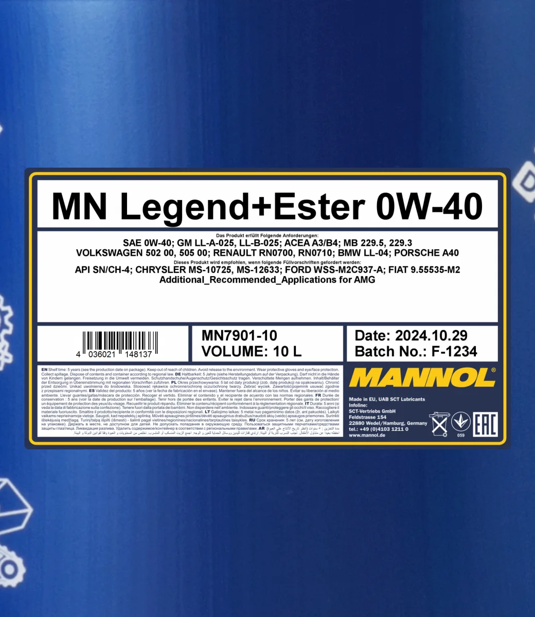 MANNOL Legend + Ester 0W-40 7901 10L product image 2