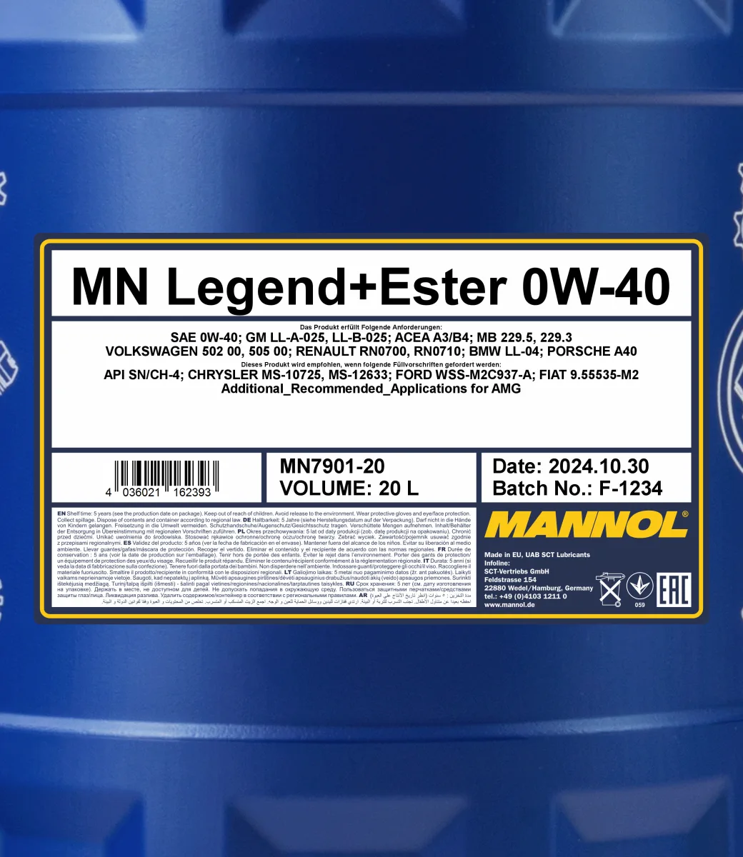 MANNOL Legend + Ester 0W-40 7901 صورة المنتج 2