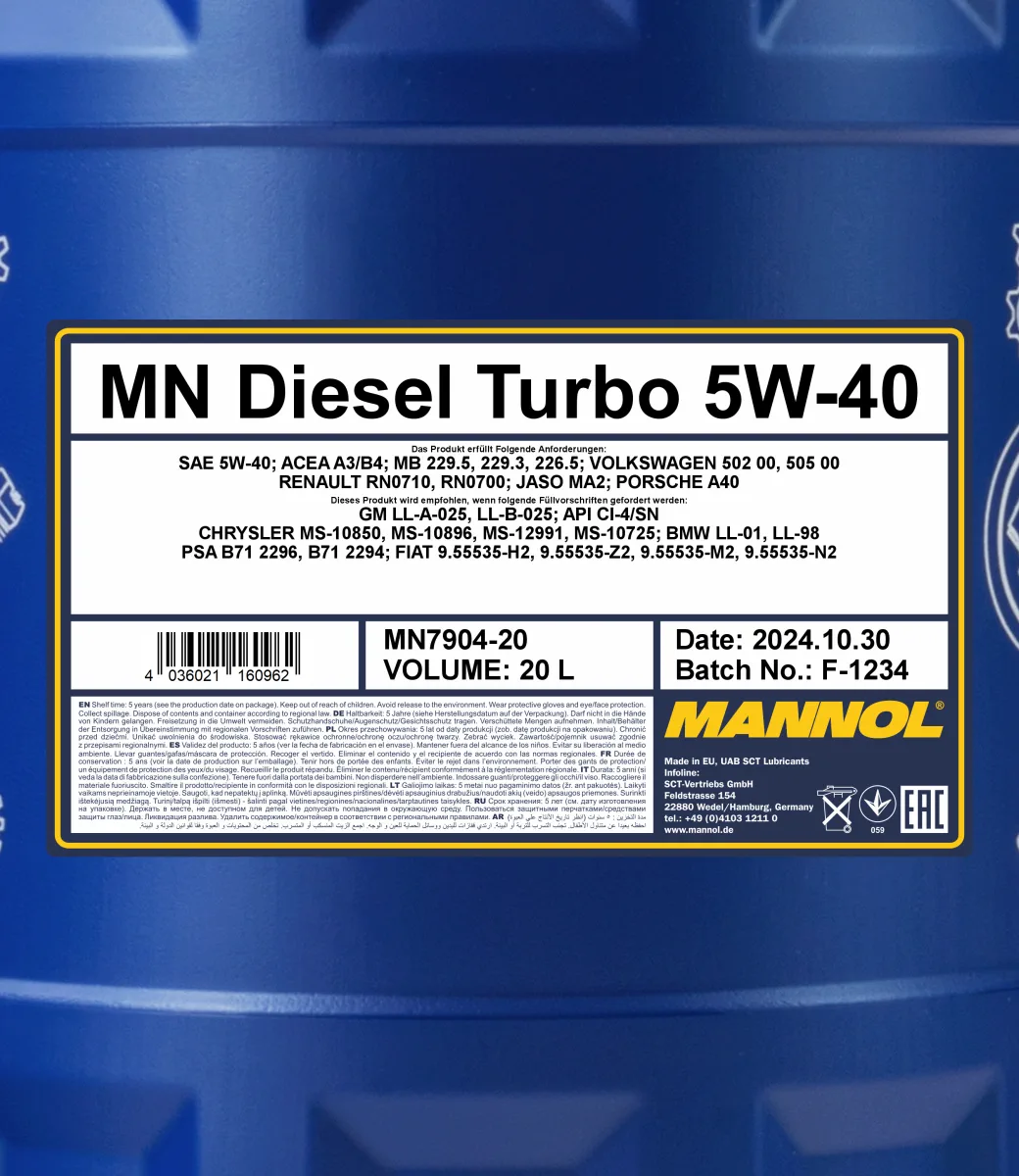 MANNOL Diesel Turbo 5W-40 7904 20L product image 2