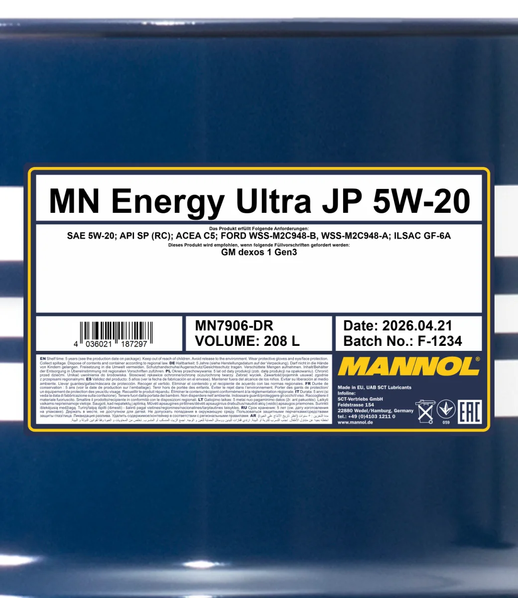 MANNOL Energy Ultra JP 5W-20 7906 208L product image 2