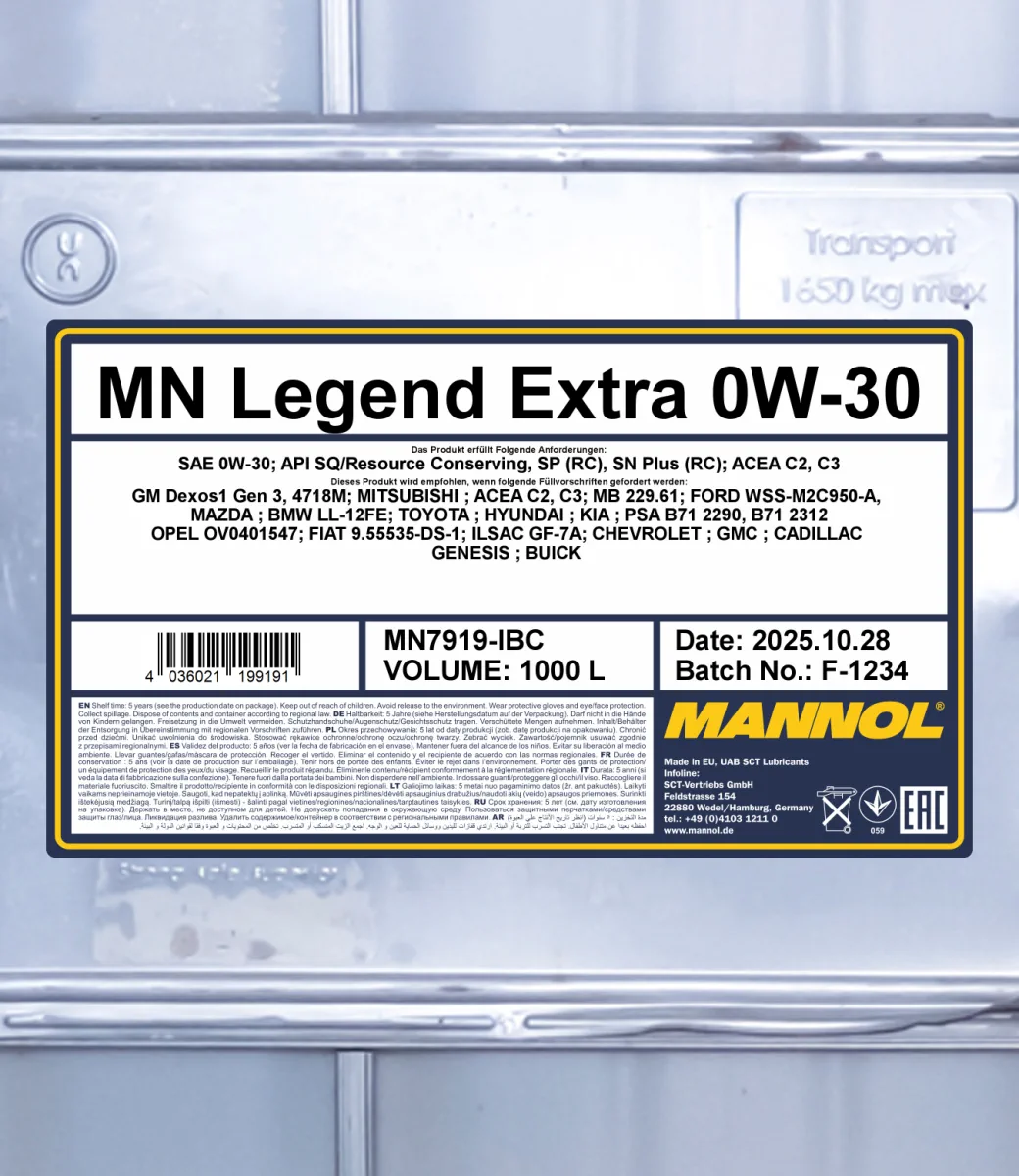 MANNOL Legend Extra 0W-30 7919 1000L product image 2