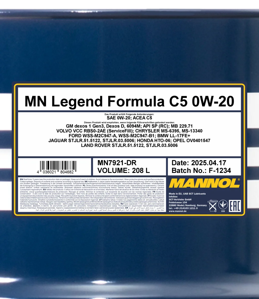 MANNOL Legend Formula C5 0W-20 7921 208 L product image 2