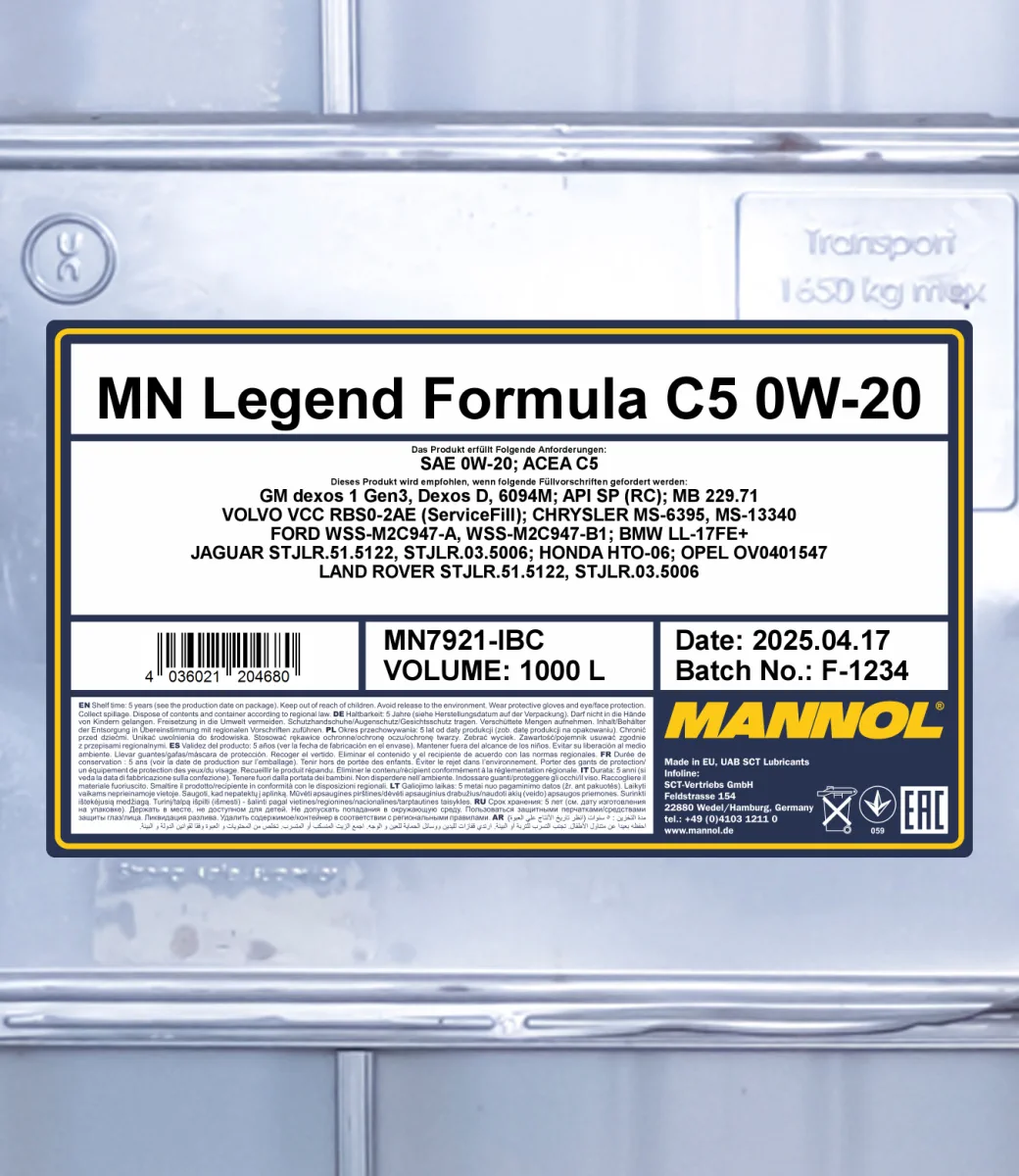 MANNOL Legend Formula C5 0W-20 7921 1000L product image 2