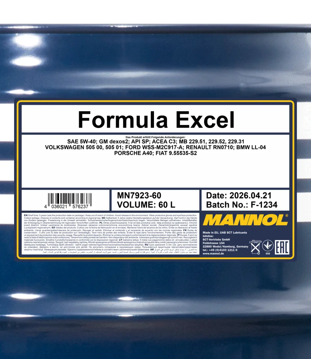MANNOL Formula Excel 5W-40 7923 60L product image 2