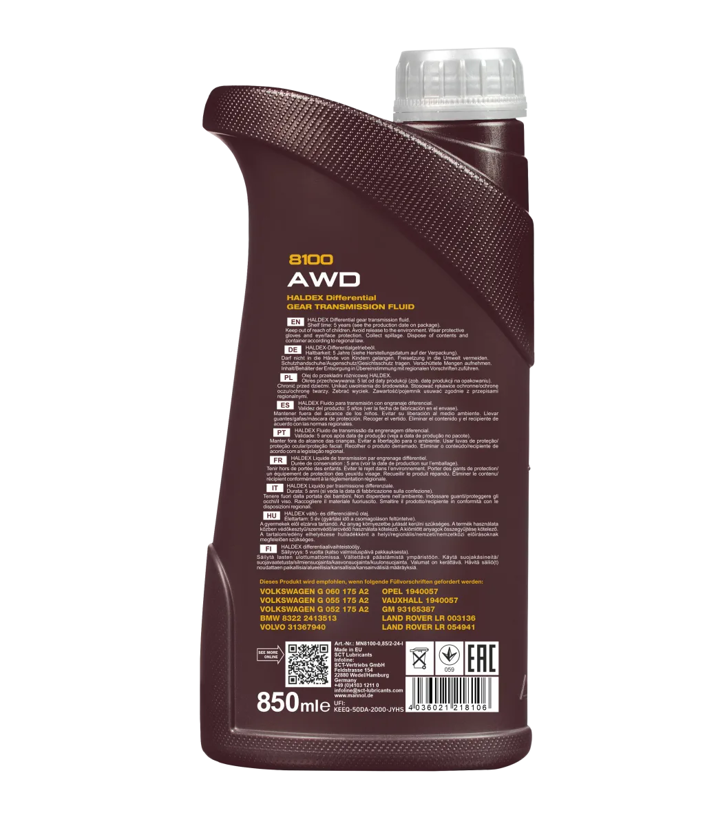 MANNOL AWD Gear oil 8100 850ml product image 2