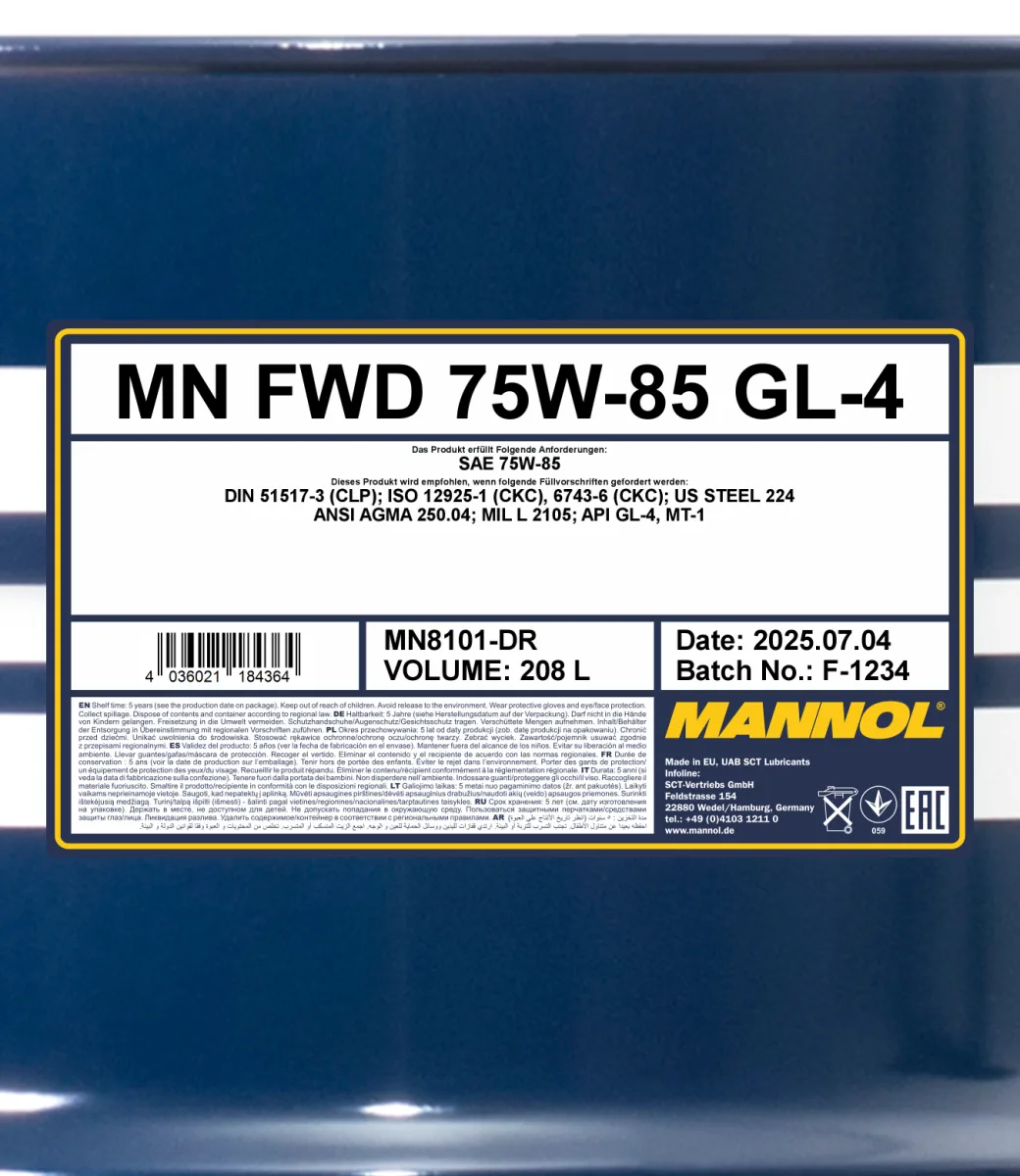 MANNOL FWD 75W-85 GL-4 8101 208L product image 2