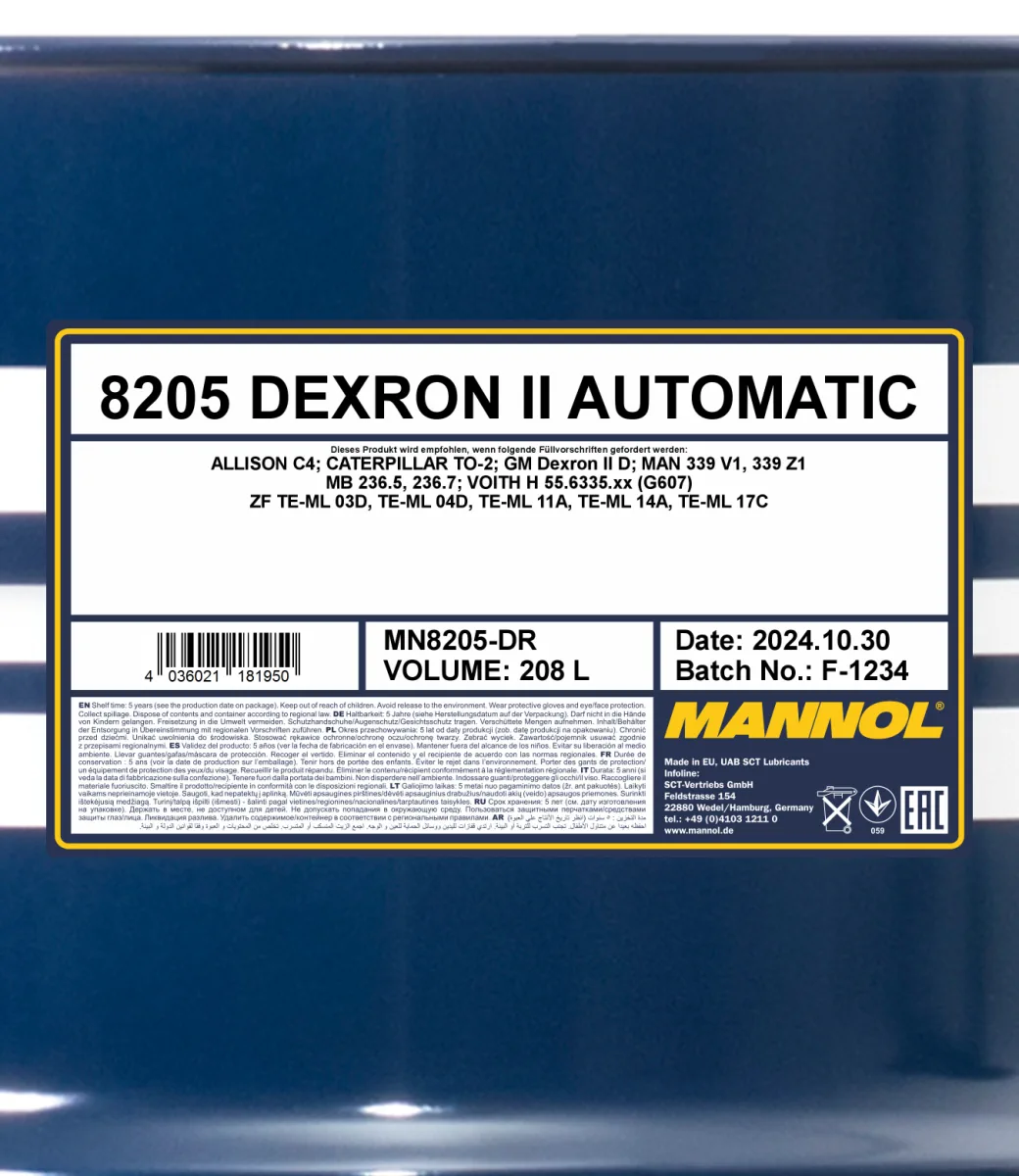 MANNOL Automatic ATF Dexron II 8205 208L product image 2