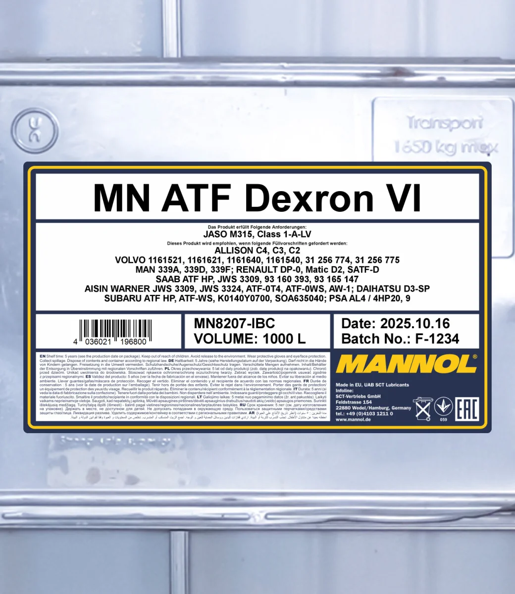 MANNOL Dexron VI 8207 1000L product image 2