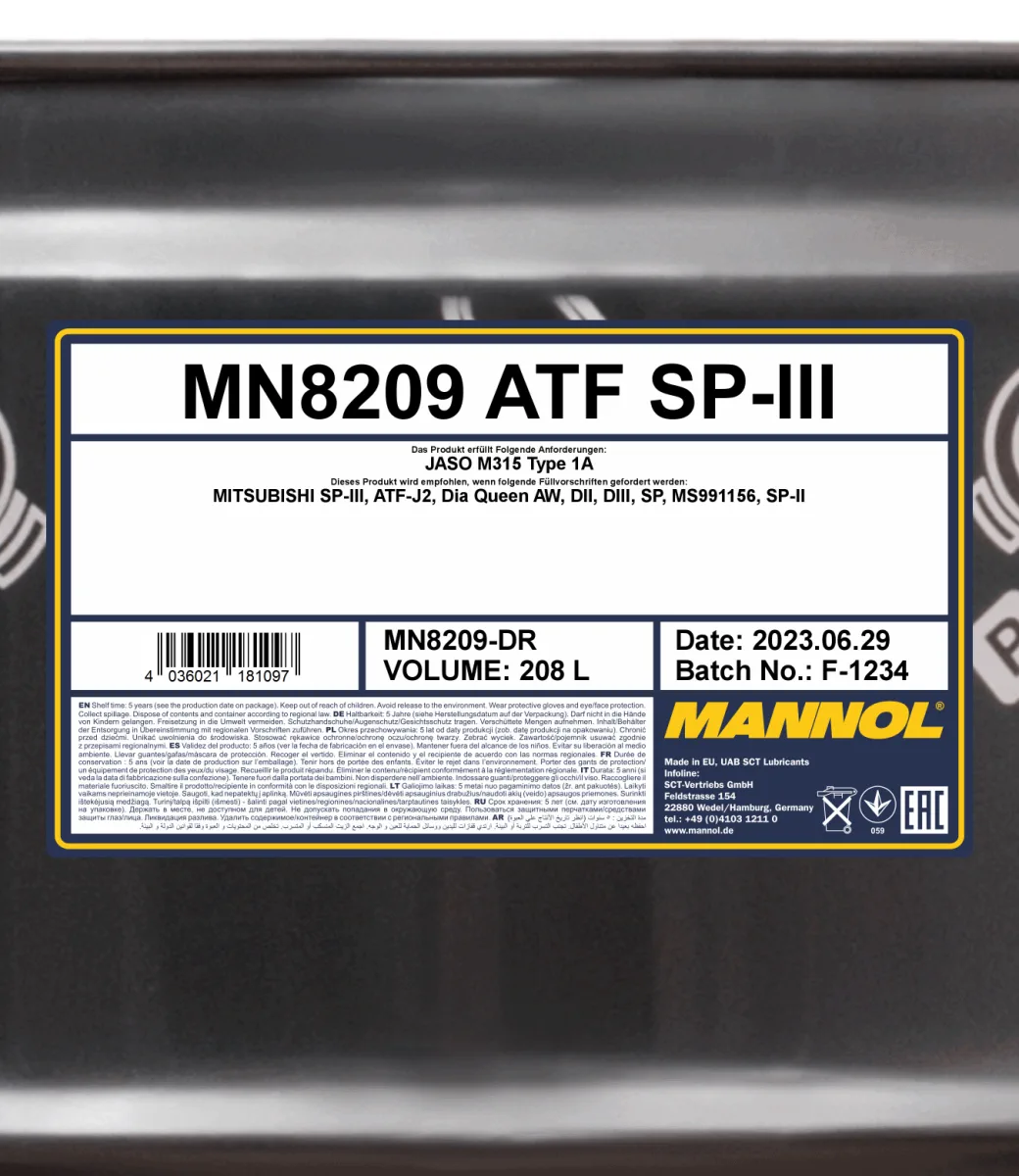 MANNOL ATF SP-III 8209 208L product image 2
