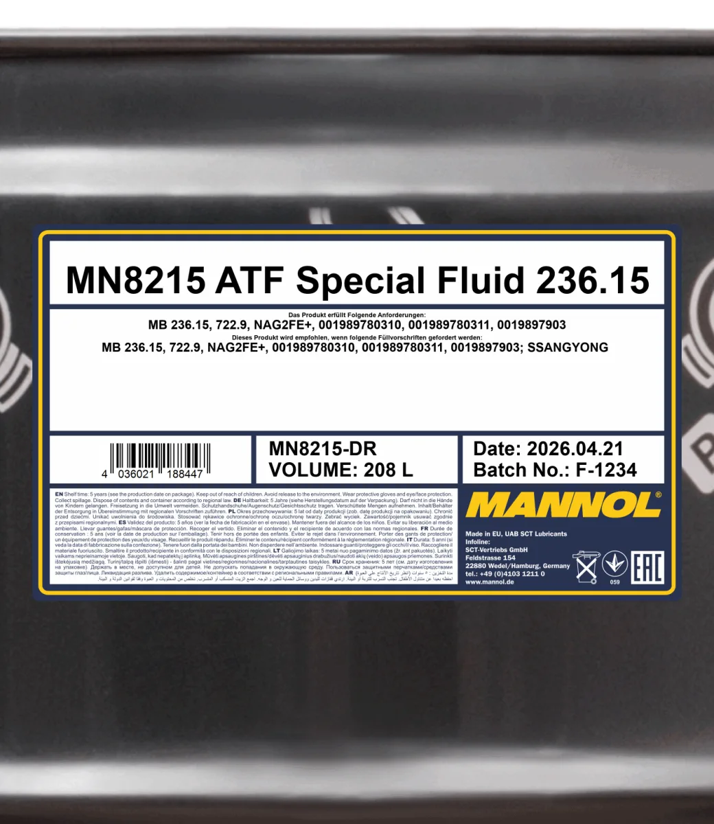 MANNOL ATF Special Fluid 236.15 8215 208L product image 2