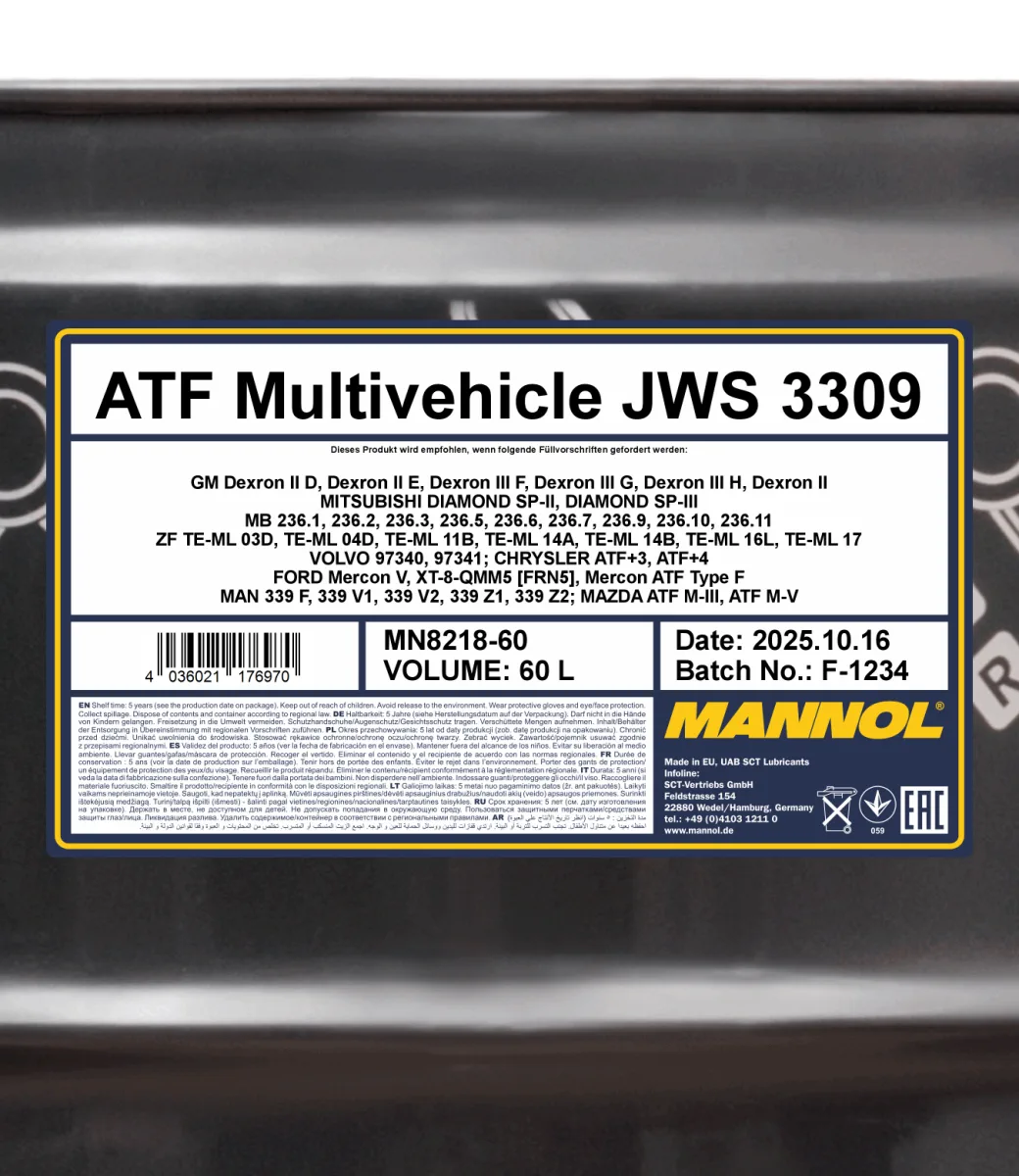 MANNOL ATF Multivehicle JWS 3309 8218 60L product image 2