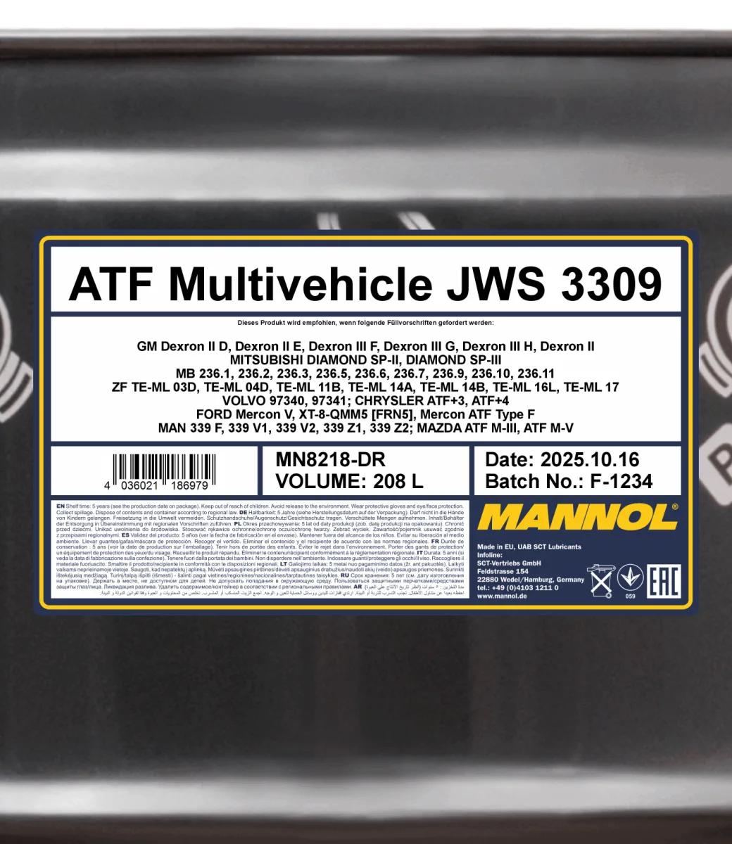 MANNOL ATF Multivehicle JWS 3309 8218 208L product image 2